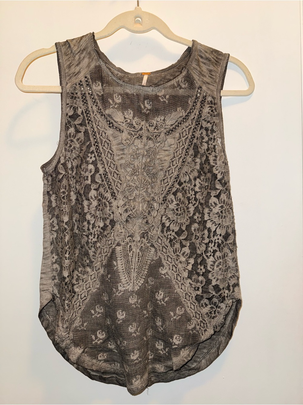 Free People olive green lace tank top